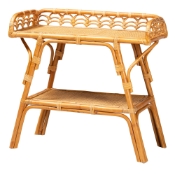 bali & pari Nayana Modern Bohemian Natural Rattan 2-Tier Console Table Baxton Studio restaurant furniture, hotel furniture, commercial furniture, wholesale living room furniture, wholesale console table, classic console table